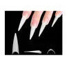 FALSE NAILS 500st Fake Högkvalitativa vita klara nagelips Tryck på Half Cover French Artificial Manicure Decoration