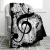 Blankets Swaddling Music Note Print Blanket Flannel Plush Throw Blankets Lightweight Warm All Season Soft Comfortable Fleece for Camping Travel Rug