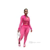 Designer Tarcksuit Femmes Casual Sweatsuit 2023 Automne Hiver Deux Pièces Ensemble Vêtements Élastique Tricot Imprimé Manches Longues Sexy Col Profond Crop Top Et Pantalon Costume