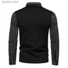 Chemises décontractées pour hommes Hommes 3 styles! 2023 Automne Chemise pour hommes Faux Deux pièces Stripe Chemises de haute qualité T-shirt décontracté à manches longues Golf Full Q231106