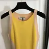 Womens sexy apertado malha vestidos moda outono sem mangas amarelo algodão malha saia vestido de luxo designer magro vestido casual roupas femininas