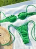 Costumi da bagno femminile miyouj a colori solido bikini da bagno a tre pezzi da nuoto set sexy set sexy spinge up wrap stringa biquini