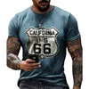 T-shirts 3D pour hommes Mode Vintage impression 3D T-shirts pour hommes été US Route 66 lettres unisexe vêtements col rond décontracté rue ample surdimensionné 3DT chemise 2024