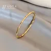 Bangle 2023 Design Stainless Steel Bamboo Skeleton Shape Gold Color Plain Ring Cuff Bracelets For Women Fashion Jewelry Accessories