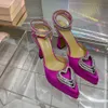 방수 플랫폼 뾰족한 발가락 드레스 신발 하트 모양의 다이아몬드 장식 뒤꿈치 높은 샌들 발목 스트랩 펌프 럭셔리 디자이너 여성 공장 신발