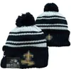 Hombres de punto con puños Pom Gorros de Nueva Orleans SIN sombreros Bobble Gorro de punto deportivo Lana lateral a rayas Gorros de béisbol cálidos Gorra para mujeres A13