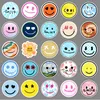 50PCS Round Kids Smile Face Stickers Funny Children's Graffiti Stickers Mixed Phone Case Luggage Waterproof DIY Decal