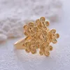 Bagues de cluster Wando Gold Couleur Bague Fleur Design Charm Style Pour Femmes Jaune Clair Plaqué Bijoux De Noël Cadeau