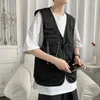 Coletes masculinos de moda casual homens vestes de streetwear punk cargo de vários bolsos práticos jaquetas com mangas de mangas Techwear 4 temporadas roupas