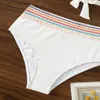 Damen Bademode Weiß Sexy Bikini Zeigen Sie Dünne Rückenfreie Hohe Taille Dreieck Zweiteiliger Badeanzug Strandsport Hawaii Pool Schwimmen Bandage