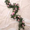 Kerstversiering Zijden Kunstmatige Roos Hangende Bloemen Voor Muur Kerst Planten Bladeren Garland Romantische Bruiloft Woondecoratie R231106