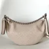 Half Moon Bag Genuine Leather Perforación Tallado Mango de metal Mango tejido en cadena desmontable y ajustable Bolsos de hombro de cuerpo cruzado