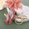 Keychains Fashion Cute Crystal Dolphin Key Chain Women Handbag Car Keychain Rhinestone Lady Bag Trinket Wedding Jewelry Girl Party Gift