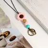 Keychains Fashion Silicone Beaded Keychain For Women Girls Handmade Cute Sunflower Id Badges And Keys Teacher Gift 2023