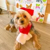 Köpek yakaları Noel fular ile Noel Baba Şapkalı Köpekler için Kediler Giyinme Malzemeleri Set