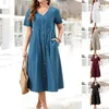 Robes décontractées Womens Cotton Dress Summer Long Cute For Women Straight Belted