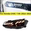 Honda Civic için Otomatik Parçalar 11. Farlar 20 22-2024 E-Tron Styling LED Gündüz Işıkları Çift Projektör DRL CAR ACCESORIOS Modifiye