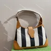 2023 Bolso de hombro de lona colorido de lujo Totes grandes Famoso Afrodita Media luna Bolso para axilas Bolso Bolso de compras informal Patrón de bordado de doble letra