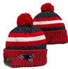 Men Knitted Cuffed Pom New England Beanies NE Bobble Hats Sport Knit Hat Striped Sideline Wool Warm BasEball Beanies Cap For Women A12