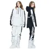 Other Sporting Goods Couples Ski Suit Women's Ski Jackets and Pants Set Two Pieces Loose Print Letters Waterproof Snow Suits Men Winter Snowsuit New HKD231106