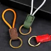 Keychains Handmade Leather Auto Keyring Key Holder Real Cowhide Rope Keychain Bag Charm Pendant Accessories Car Llaveros GiftKeychains