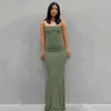 Plus Größe 3XL Damen Casual Maxi Kleider Sexy Hosenträger Einfarbig Figurbetontes Kleid Schlank Sling Home Weiblicher Langer Rock