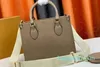 On The Go East West Onthego PM Monograms Reverse Canvas Tote Bag with Round Coin Wallet Designer Luxury Handbag Shoulder