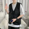 Coletes masculinos de moda casual homens vestes de streetwear punk cargo de vários bolsos práticos jaquetas com mangas de mangas Techwear 4 temporadas roupas