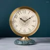 Horloges de table Vintage en laiton horloge mécanique de luxe or silencieux bureau salon simple chambre décoration accessoires