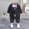 Clothing Sets Autumn Children Cotton formal Clothes Baby Boys Shirts wedding coat Pants 3Pcs/sets Out Kids Toddler Clothing party cloth R231106