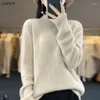 Maglioni femminili lhzsyy 2023winter cashmere maglione da donna mezza curiosini a curiosità a maniche lunghe di grande dimensione