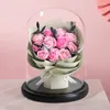 Kwiaty dekoracyjne sztuczna gipsophila zaczarowana róża w szklanej kopule z światłami LED romantyczny wystrój domu prezent dla dziewcząt świąteczny ślub