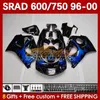 Motorcycle Bodys For SUZUKI SRAD GSXR600 GSXR750 1996 1997 1998 1999 2000 168No.125 GSX-R750 GSXR-600 96-00 GSXR 750 600 CC 600CC 750CC 96 97 98 99 00 Fairing blue flames