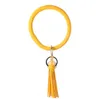 سوار جلدي سلسلة مفتاح pu wristr round key ring tassel arristbands Sports Keychain Bracelets Round Rings DA247