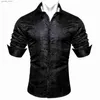 Homens Casuais Camisas Designer Homens Camisa De Seda Moda Jacquard Lapela Floral Luxo Homens Manga Longa Casual Fit Camisa Festa De Casamento Negócios Barry.Wang Q231106