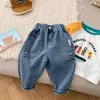 Джинсы Spring Boys Jeans Korean Style Kids Solid Loak Denim Bants Случайные брюки 230406