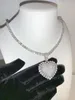 Iced Out Bling Damenschmuck Micro Pave 5A Cz Zirkonia Big Heart Anhänger Tenniskette Funkelnde Halskette