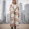 Trench da donna Cappotto Color Blocking Moda Giacca a maniche lunghe con risvolto Tessuto stampato Classico da donna in lana da escursionismo