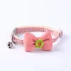 Dog Collars Cute Knitting Flower Pet Collar With Bell Adjustable Buckle Cat Neck Strap Bow Tie For Small Dogs Accessories