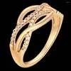 Anéis de cluster marca mulheres anel rosa cor de ouro dedo noivado para casamento anillos corpo jóias moda atacado