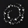 Pearls Little Flower Long Vine Wedding Headpieces Headband For Bride Elegant Gold Silver Women Prom Hair Accessories Headwear Jewelry CL2140