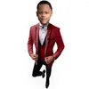 Ternos masculinos 2023 meninos Slim Fit 3-Pieces Conjunto Kids Blazer colete Jaqueta para festa de casamento