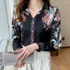 Blouses pour femmes Elegant Floral Printing Ladies Shirts Fashion Fashion 2023 Spring Automne Automne à manches longues