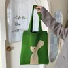 Bolsas de noite ombro verde ombro verde kawaii para mulheres bolsas de tricô de lã