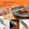 BBQ Tools Accessories BBQGO Stainless Steel BBQ Tools Set Spatula Fork Tongs Brush Skewers Barbecue Grilling Utensil Camping Outdoor Cooking Tool Set 230404