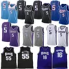 Maillots de basket-ball vintage De Aaron 5 Fox City Jason 55 Williams Peja 16 Stojakovic Chris Webber Jersey Hommes rétro Noir Violet Hardwoods City Classic