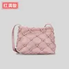 Small design mesh woven diamond grid single shoulder diagonal cross bag for women's ins hollowed out fishing net small square bag soft and solid color handbag 230406