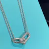 Tiffanylris ecklace Seiko Edition T Family Подкова Ожерелье с двойным кольцом Стерлинговое серебро 925 пробы Толщина 18-каратной шейной цепочки U-образная цепочка с крестообразным воротником Женские украшения