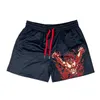 Shorts masculinos shorts de anime japoneses baki haman impressão masculina shorts machos praia casual homem solto cintura elástica shorts pretos 230406