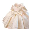 Girl's Dresses Girls dress pearl Baby dress Beaded Bow champagne princess dress for Birthday Party Flower girl Wedding dress Childrens clothes YQ2301106